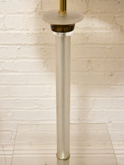 Vintage Hollywood Regency Lucite and Brass Floor Lamp with Built-In Table