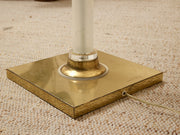 Vintage Hollywood Regency Lucite and Brass Floor Lamp with Built-In Table