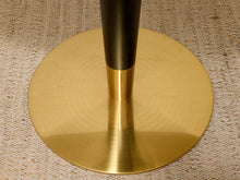 Modern Oval Faux Marble Dining Table with Black and Brass Pedestal Base