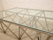 Modern Chrome Geometric Coffee Table with Glass Top