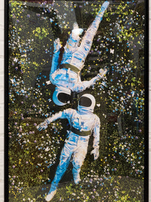 Surreal Astronauts in Forest Framed Art Print