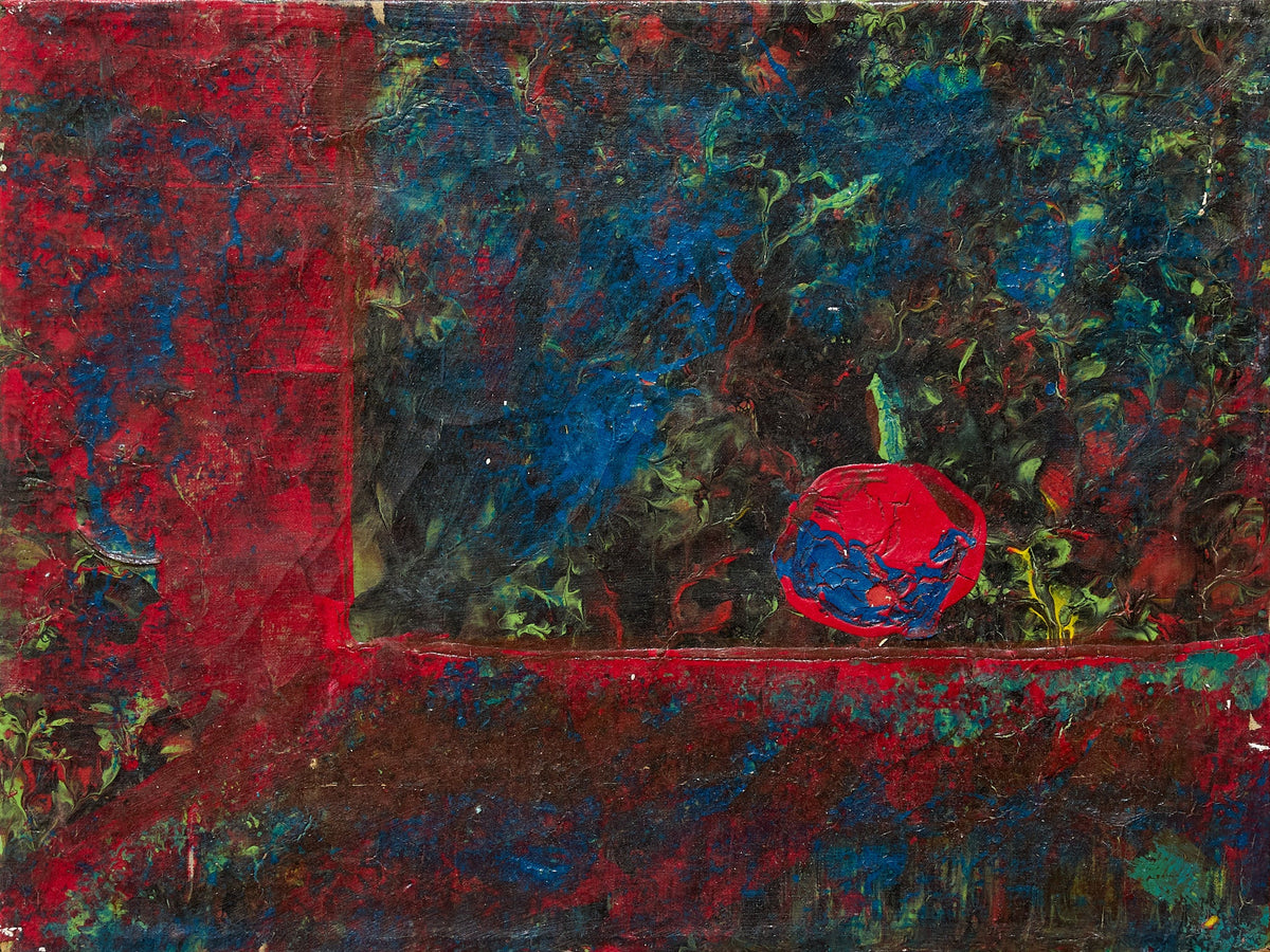 Red Fruit on the Table Textured Abstract Still Life Painting