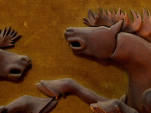 Vintage Mid-Century Carved Wood Running Horses Wall Sculpture