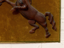 Vintage Mid-Century Carved Wood Running Horses Wall Sculpture