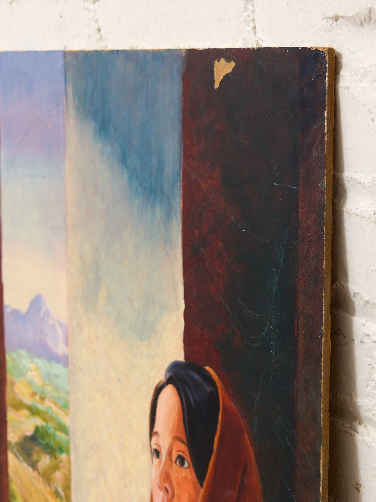 Vintage Southwestern Portrait Painting of a Young Woman