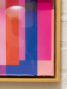 Colorful Geometric Abstract Painting in Pink, Purple & Cobalt
