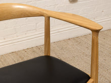 Modern Sculptural Oak Horseshoe Armchair with Black Seat