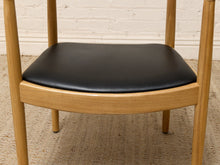 Modern Sculptural Oak Horseshoe Armchair with Black Seat