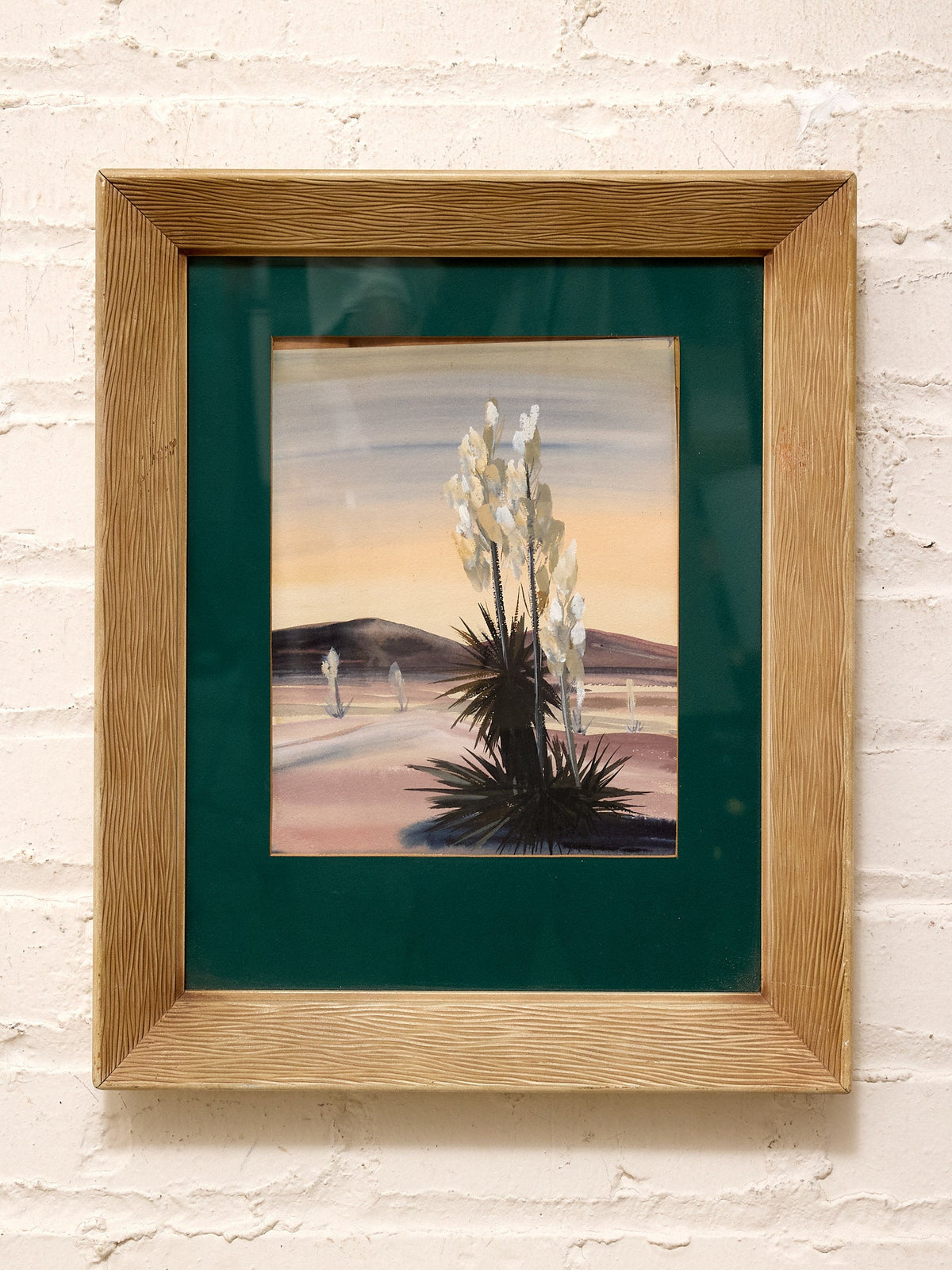 Desert Yucca at Dusk Framed Desert Landscape Painting with White Blooms
