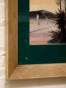 Desert Yucca at Dusk Framed Desert Landscape Painting with White Blooms