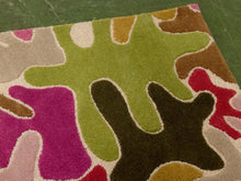 Modern Abstract Area Rug in Olive and Berry Tones