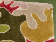 Modern Abstract Area Rug in Olive and Berry Tones