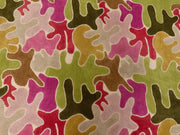 Modern Abstract Area Rug in Olive and Berry Tones