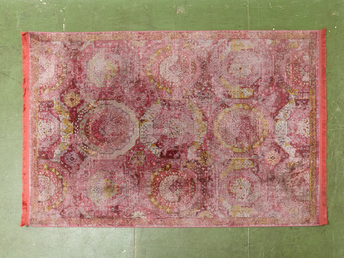 Vintage Persian Style Distressed Red Area Rug