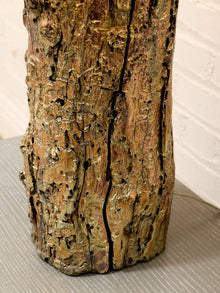 Vintage Organic Modern Tree Trunk Table Lamp with Black Drum Shade