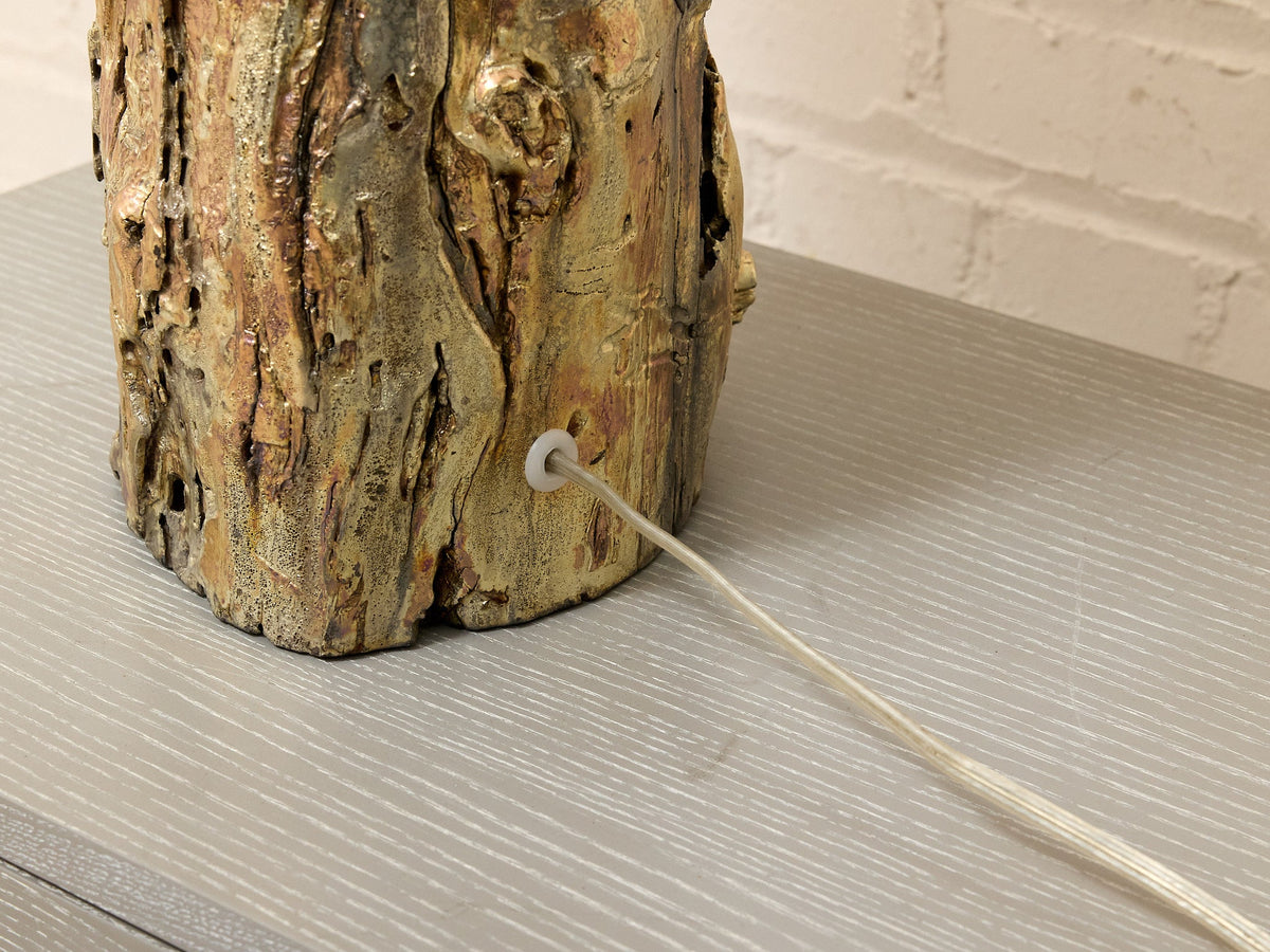 Vintage Organic Modern Tree Trunk Table Lamp with Black Drum Shade