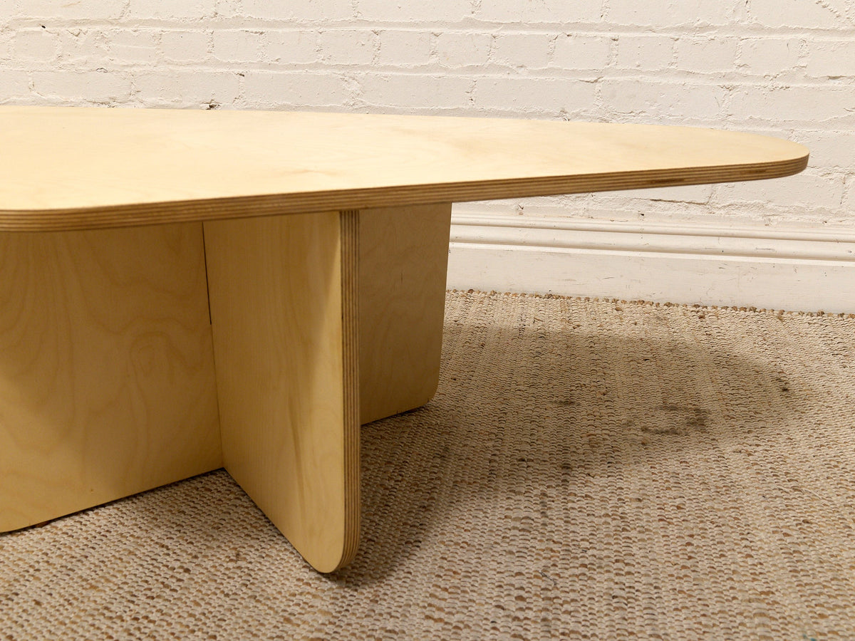 Postmodern Style Sculptural Blonde Wood Coffee Table