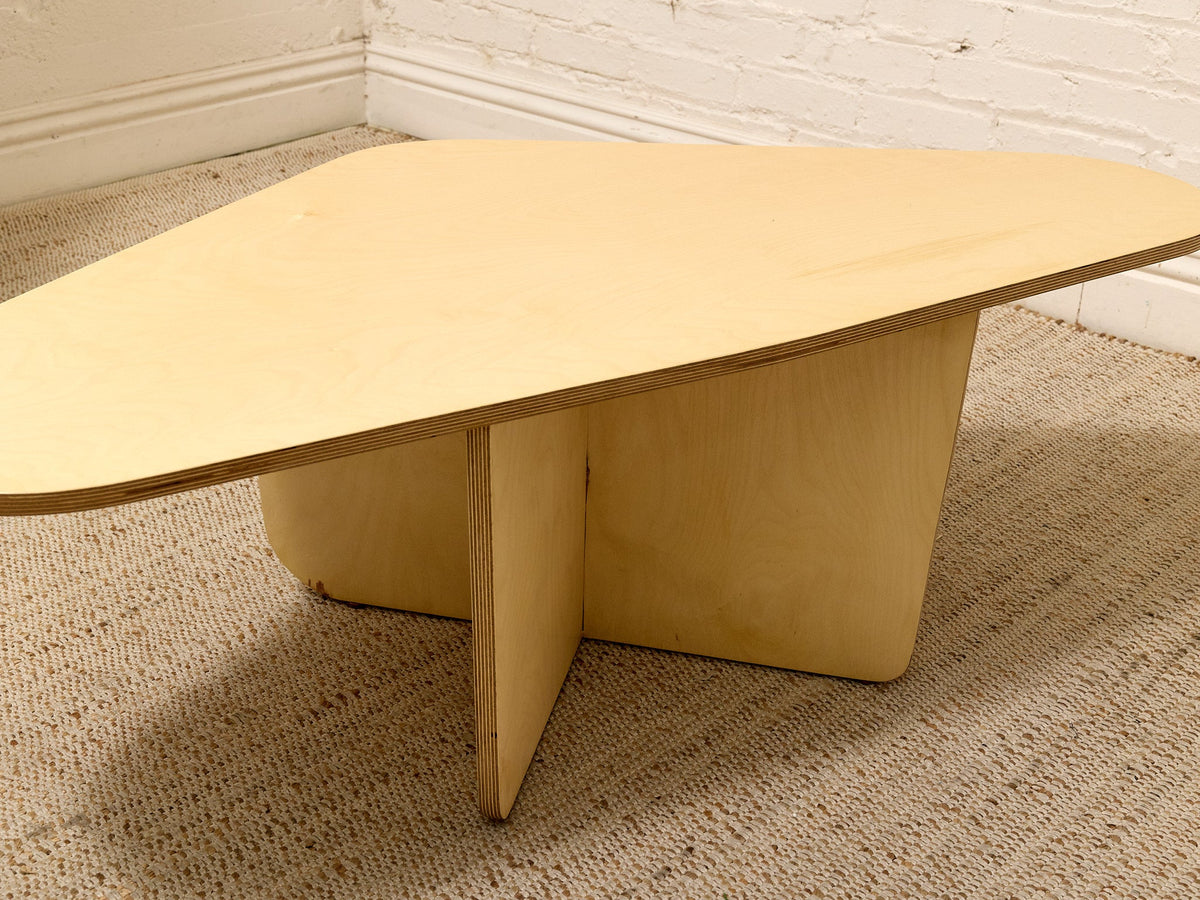 Postmodern Style Sculptural Blonde Wood Coffee Table