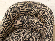 Vintage Postmodern Geometric Club Chair in Black & Tan