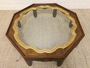 Vintage Chinoiserie Octagonal Glass Top Coffee Table