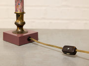 Vintage Postmodern Pink Marble & Brass Table Lamp
