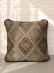 Palazzo Damask Accent Pillow with Black Cord Trim