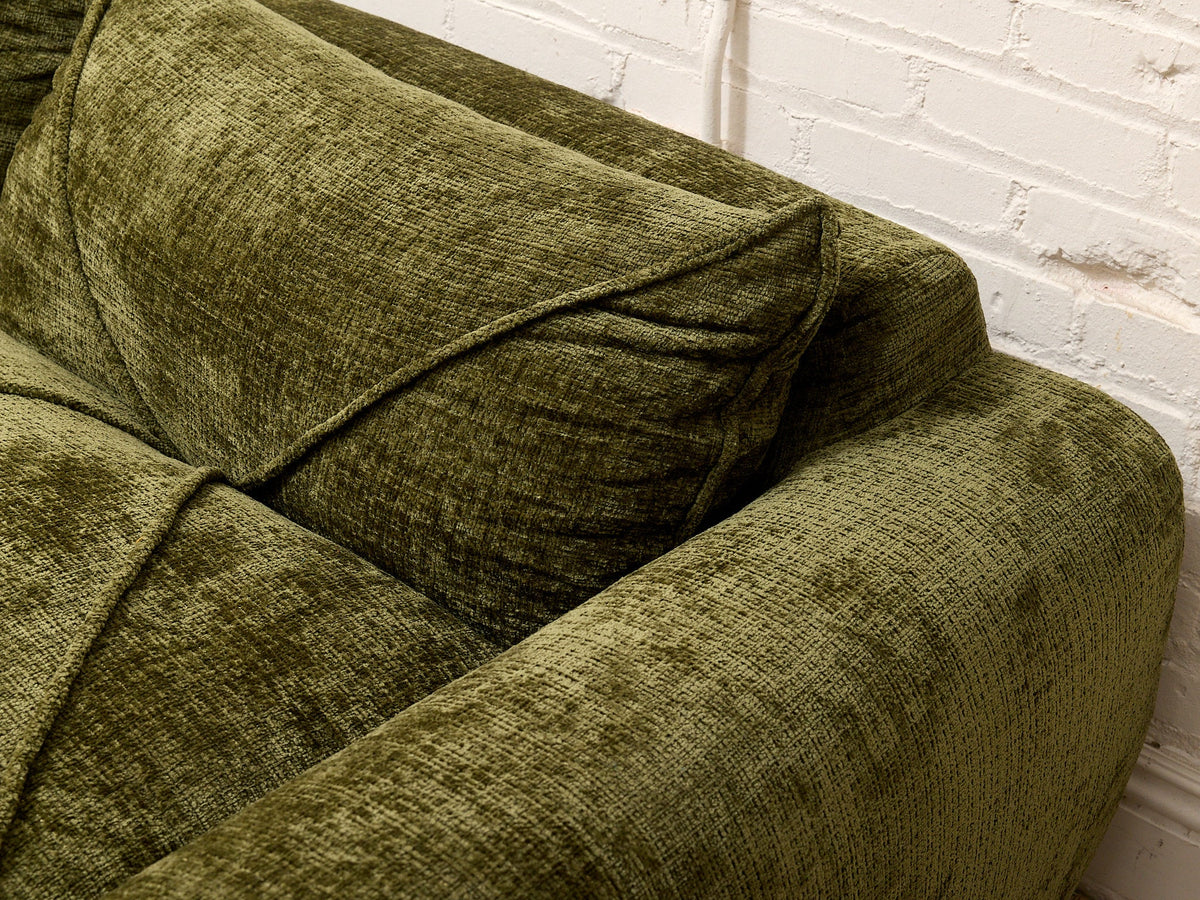 70’s Style Olive Green Modular Sofa with Matching Ottoman