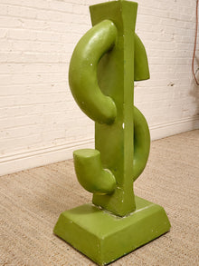 Oversized Lime Green Concrete Dollar Sign Sculpture