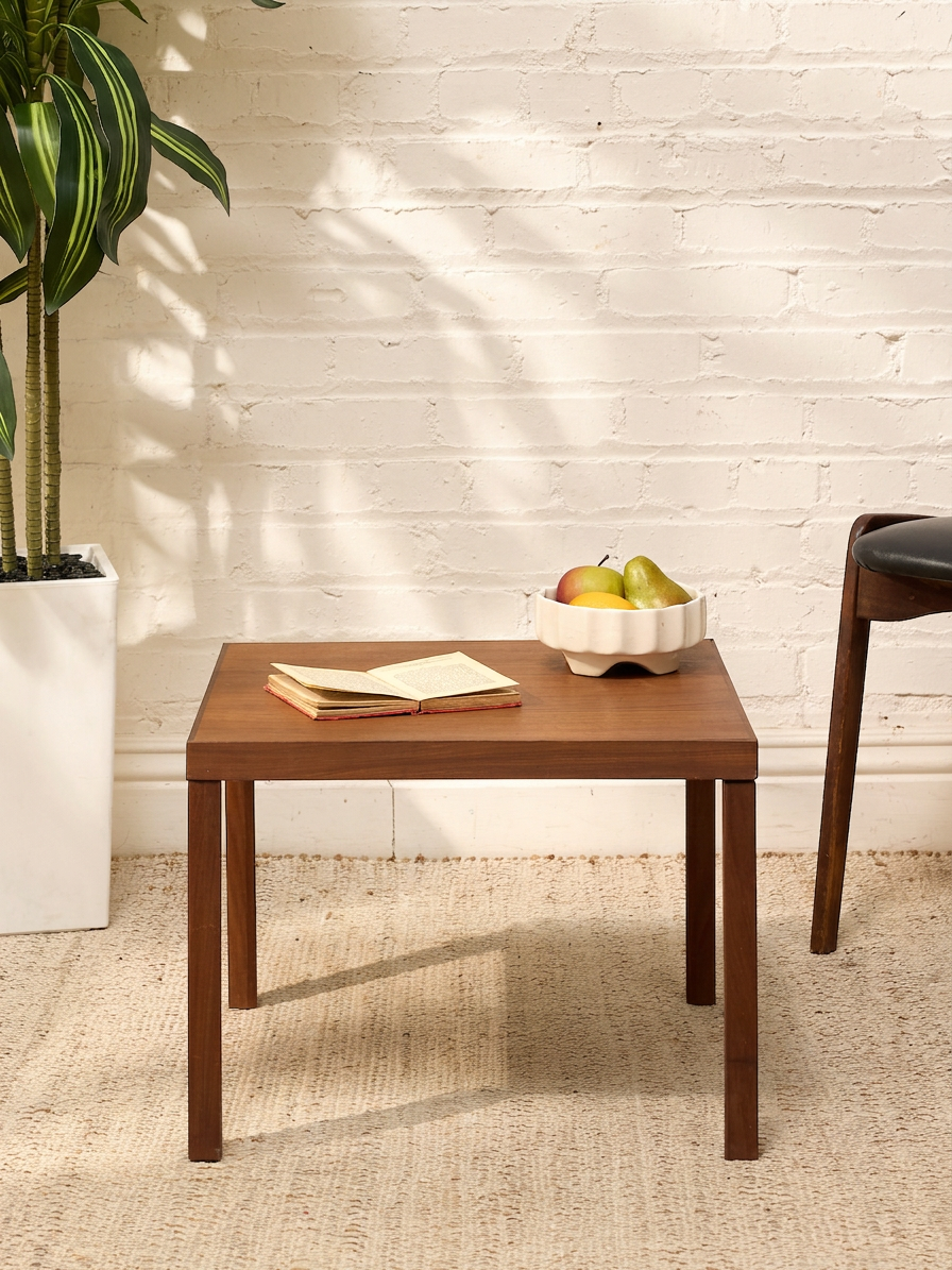 Vintage Mid-Century Modern Walnut Square Side Table