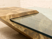Postmodern Sculptural Glass Coffee Table with Mottled Stone Finish