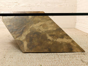 Postmodern Sculptural Glass Coffee Table with Mottled Stone Finish