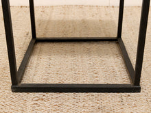 Modern Industrial Wood & Black Metal Cube Side Table