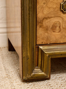 Vintage Mastercraft Burl Wood & Brass Tall Armoire