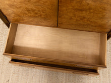 Vintage Mastercraft Burl Wood & Brass Tall Armoire