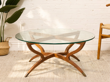 Vintage Mid-Century Modern Sculptural Wood & Glass Coffee Table