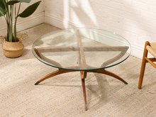 Vintage Mid-Century Modern Sculptural Wood & Glass Coffee Table