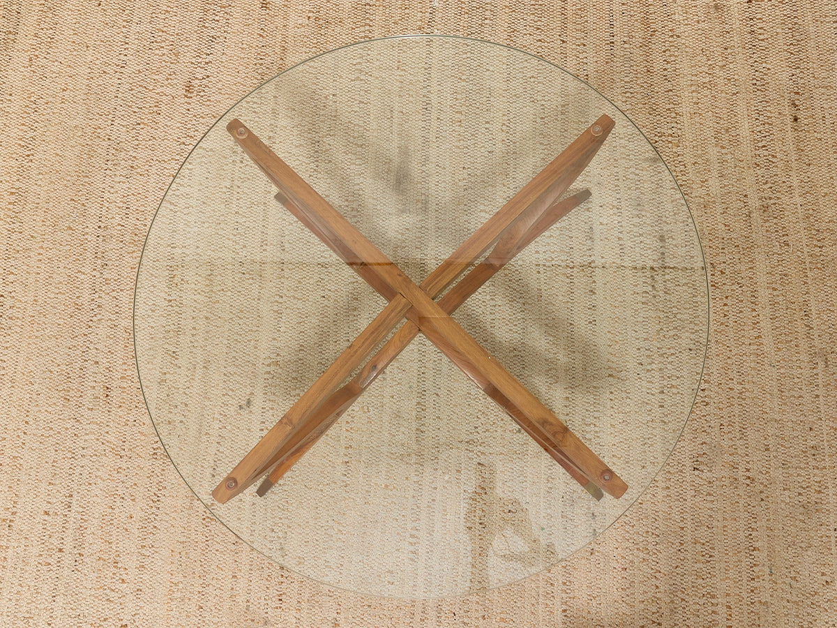 Vintage Mid-Century Modern Sculptural Wood & Glass Coffee Table