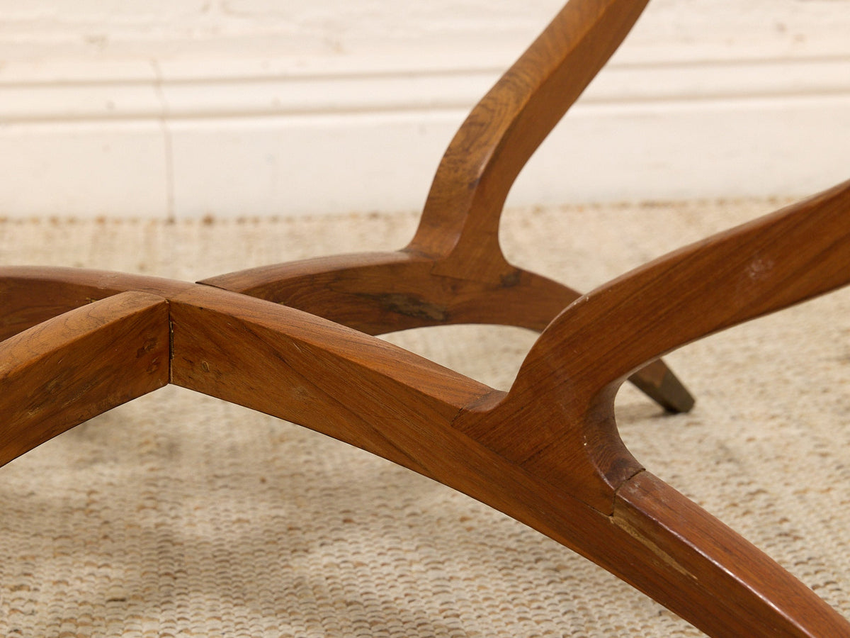Vintage Mid-Century Modern Sculptural Wood & Glass Coffee Table