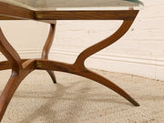 Vintage Mid-Century Modern Sculptural Wood & Glass Coffee Table