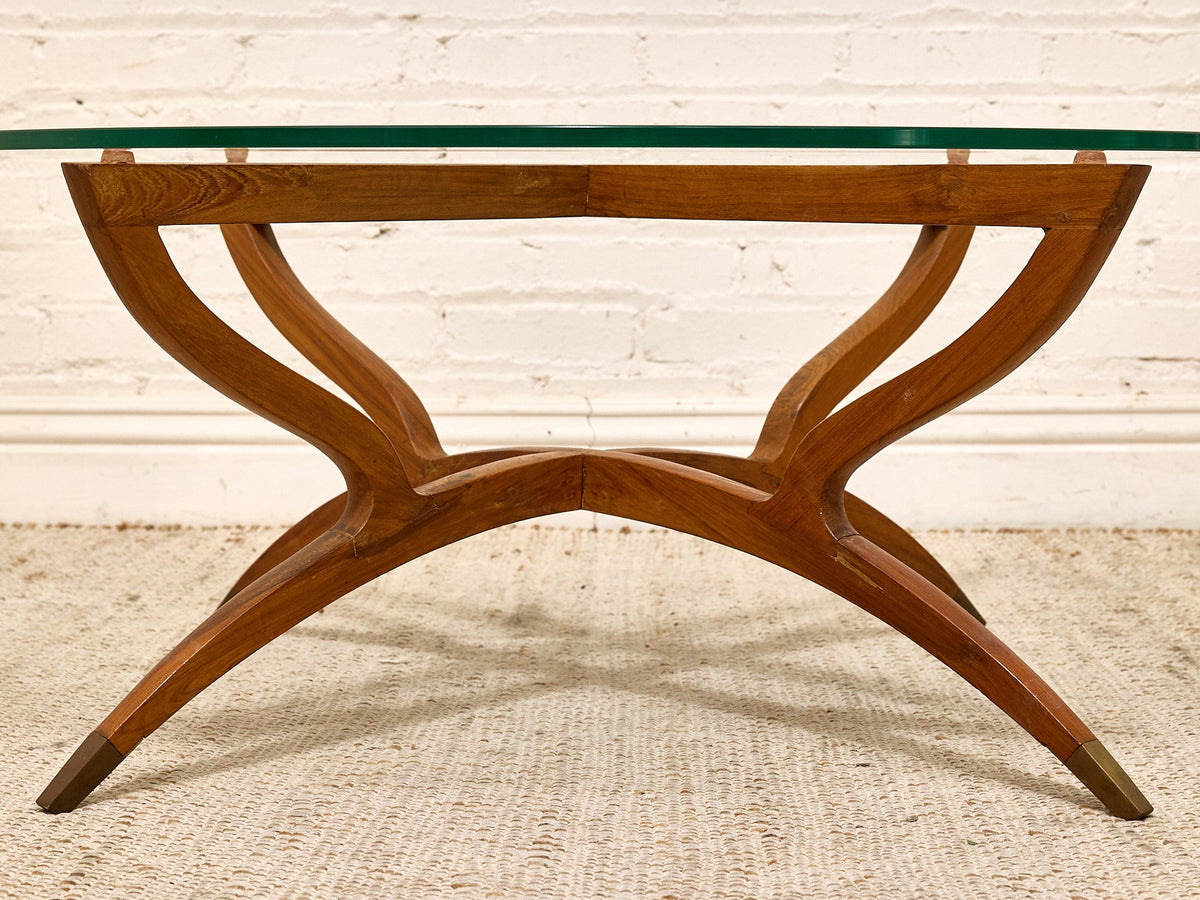 Vintage Mid-Century Modern Sculptural Wood & Glass Coffee Table