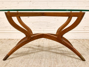 Vintage Mid-Century Modern Sculptural Wood & Glass Coffee Table