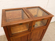 Antique Arts & Crafts Display Cabinet with Glass Top & Paneled Storage
