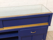 Vintage Blue and Gold Glass Display Counter - Retail Showcase
