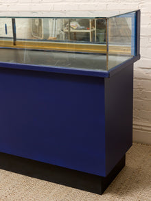 Vintage Blue and Gold Glass Display Counter - Retail Showcase