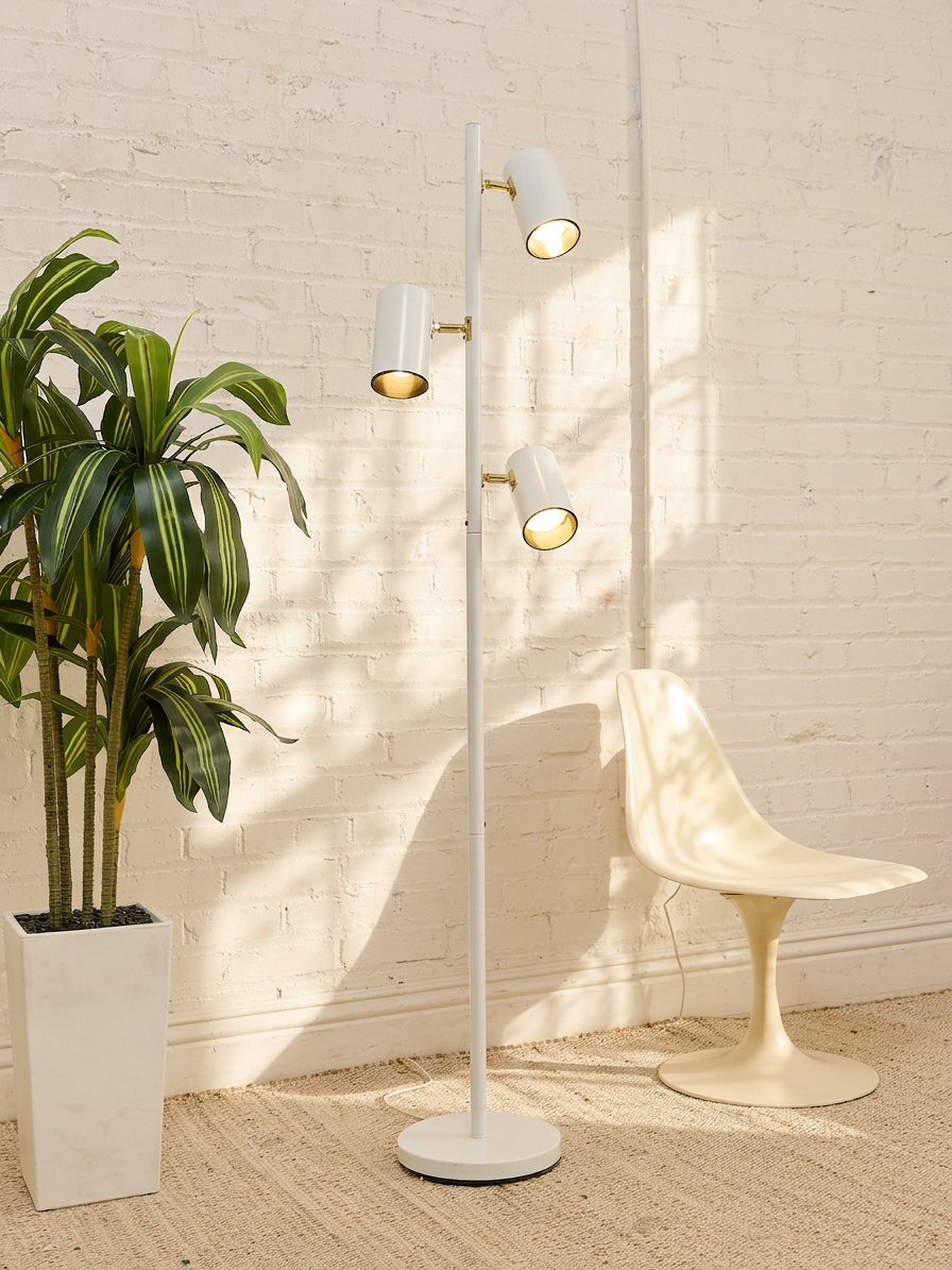 Vintage White Three-Light Adjustable Floor Lamp