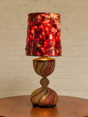 Vintage Beaded Sculptural Table Lamp with Amber Resin Shade