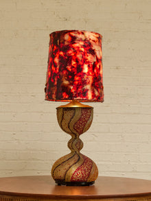 Vintage Beaded Sculptural Table Lamp with Amber Resin Shade