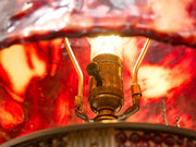 Vintage Beaded Sculptural Table Lamp with Amber Resin Shade