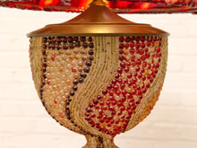 Vintage Beaded Sculptural Table Lamp with Amber Resin Shade