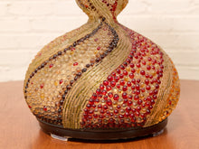 Vintage Beaded Sculptural Table Lamp with Amber Resin Shade